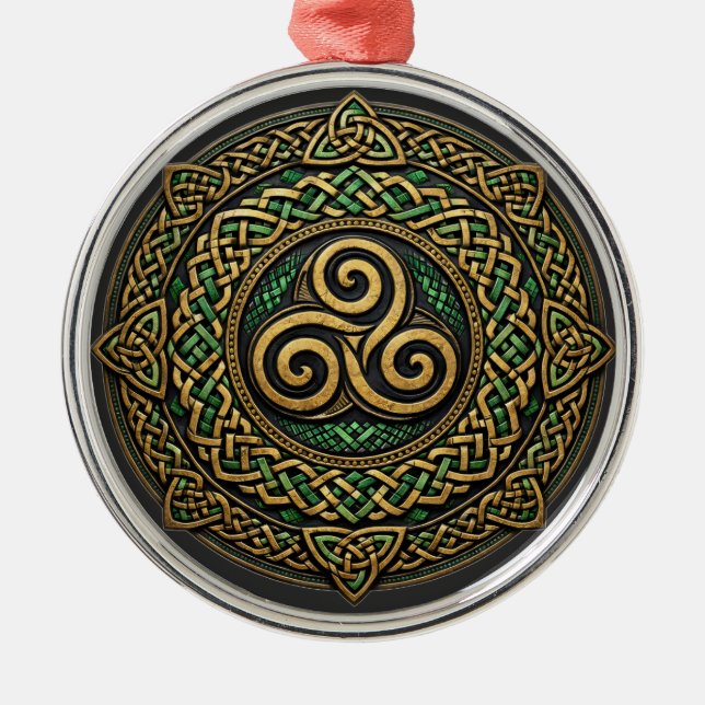 Triple Spiral Mandala — Eternal Celtic Interlace Metal Ornament (Front)