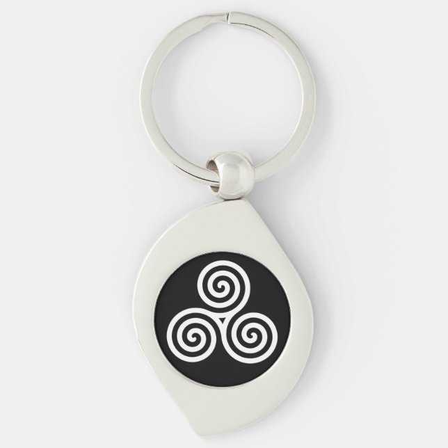 Triple spiral White Key Ring (Front)