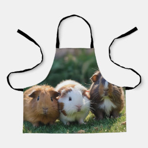 "Triple Squeak: Trio of Adorable Baby Guinea Pigs Apron