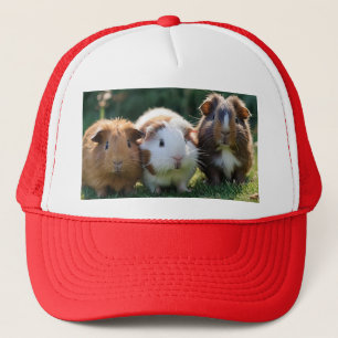"Triple Squeak: Trio of Adorable Baby Guinea Pigs Trucker Hat