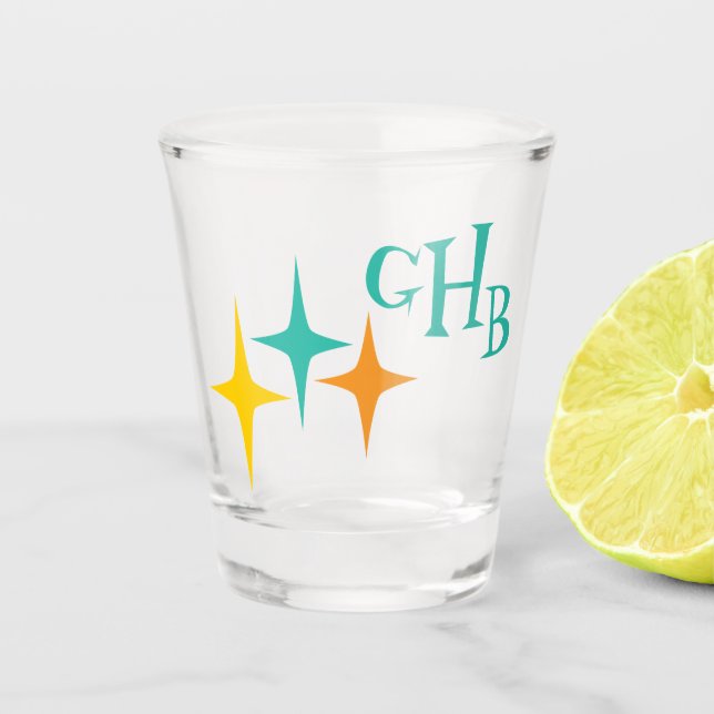 Triple Starburst Monogram Shot Glass (Front)
