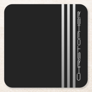 * Triple Stripe Square Paper Coaster