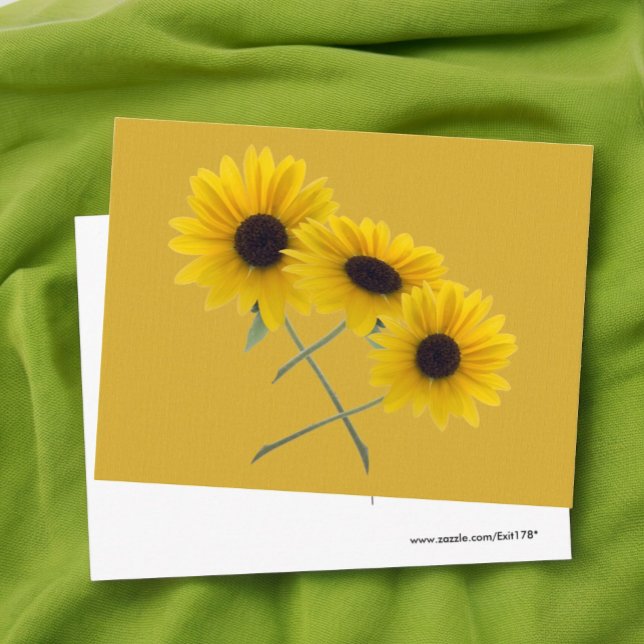 Triple Sunflower Add Your Custom Photo Postcard (sunflower photo postcard front and blank back)