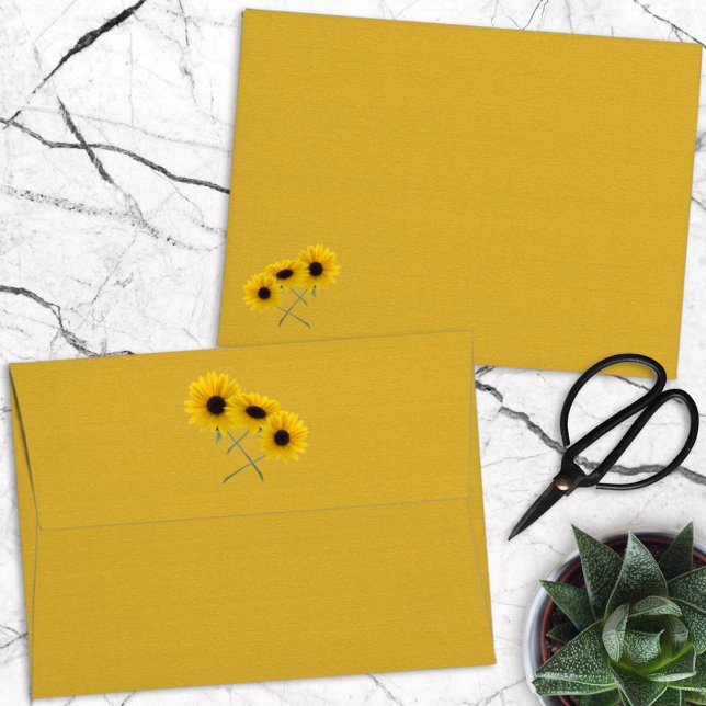 Triple Sunflower Photo Front Back Flap  Envelopes (Creator Uploaded)