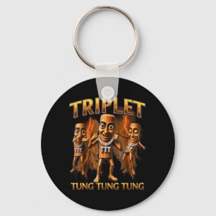 Triple T Tung Tung Tung Sahur Memes For Boys Kids Key Ring