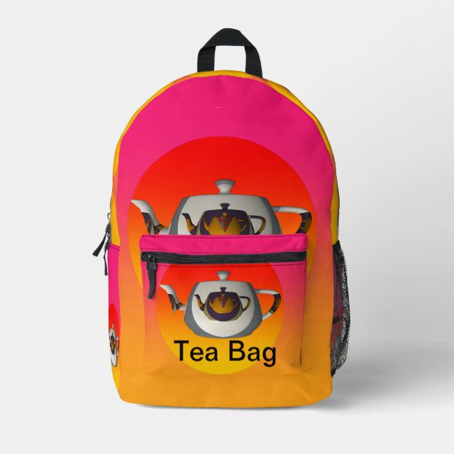 Triple Teapots Tea Bag Pink Yellow Funny Backpack  (Front)