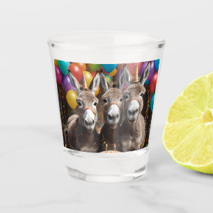 Triple the Joy: A Donkey Triplets' Birthday Bash Shot Glass