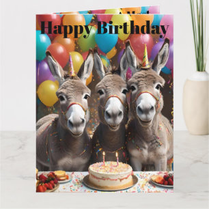 Triple the Joy:  Donkey Triplets' Birthday Bash Card