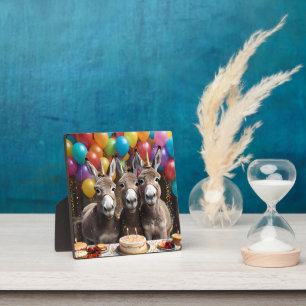 Triple the Joy:  Donkey Triplets' Birthday Bash Plaque