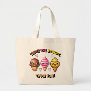 Triple the Scoops, Triple Fun! Large Tote Bag