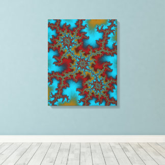 Triple Threat Blue and Red Abstract Fractal Art Canvas Print