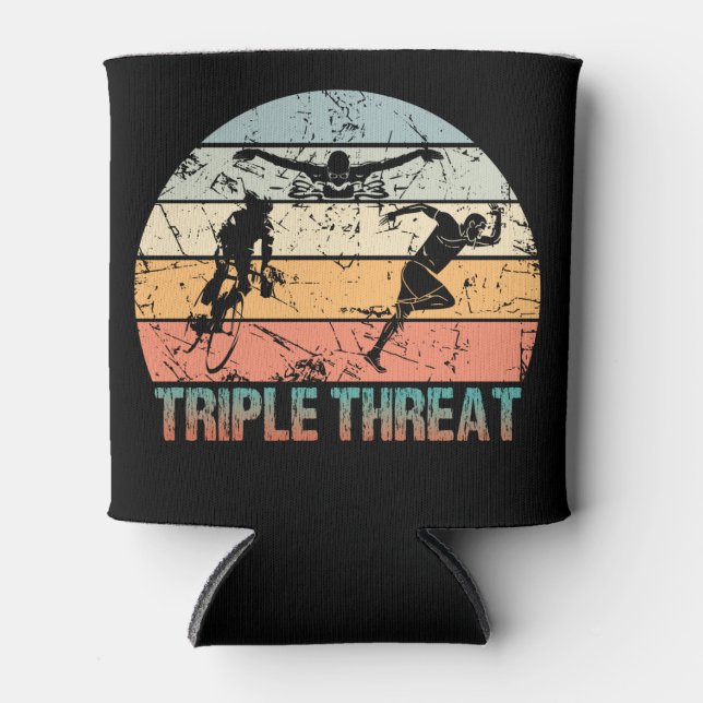 Triple Threat - Triathlon Athlete Can Cooler (Front)