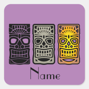 Triple Tiki Sculptures Thunder_Cove Square Sticker