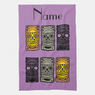 Triple Tiki Sculptures Thunder_Cove Tea Towel