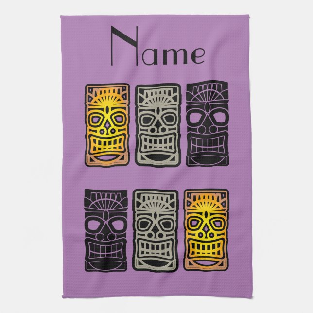 Triple Tiki Sculptures Thunder_Cove Tea Towel (Vertical)