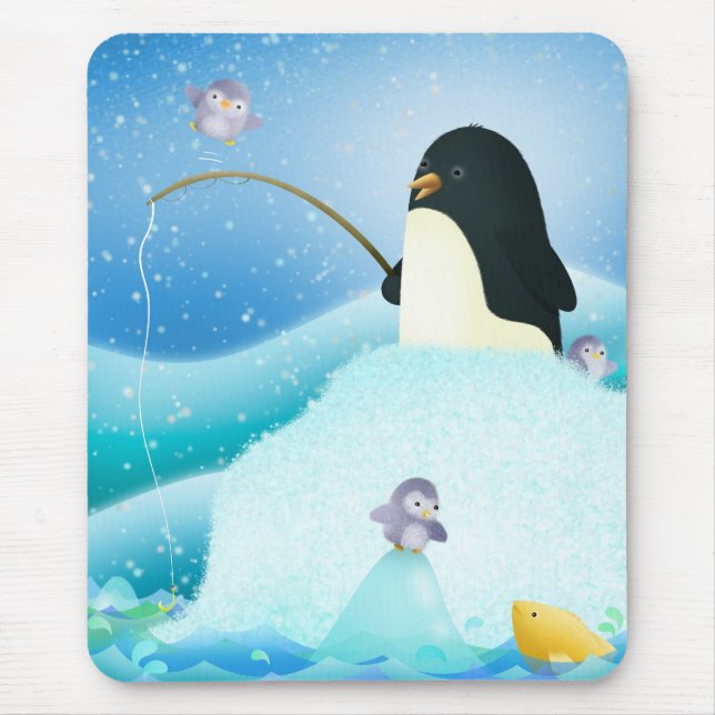 Triple trouble penguins - mouse mat (Front)