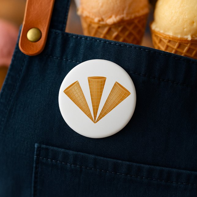 Triple Waffle Ice Cream Cone Summer Dessert 7.5 Cm Round Badge (Creator Uploaded)