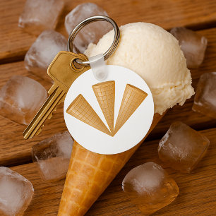 Triple Waffle Ice Cream Cone Summer Dessert Key Ring