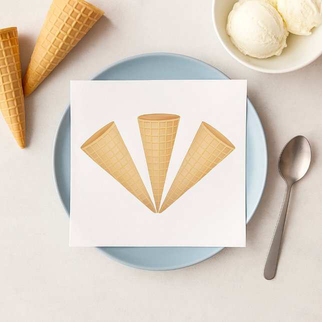 Triple Waffle Ice Cream Cone Summer Dessert Napkin (Creator Uploaded)