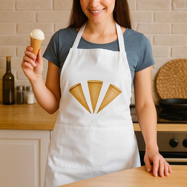 Triple Waffle Ice Cream Cone Summer Dessert Standard Apron (Creator Uploaded)