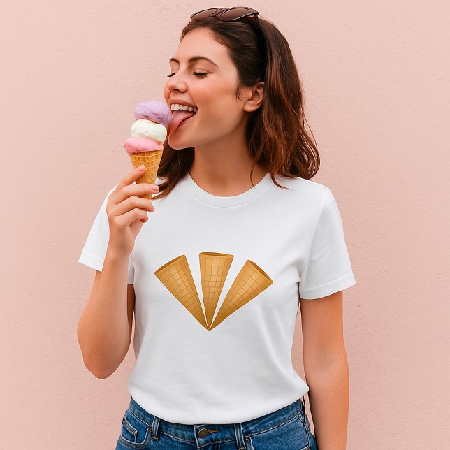 Triple Waffle Ice Cream Cone Summer Dessert T-Shirt (Creator Uploaded)