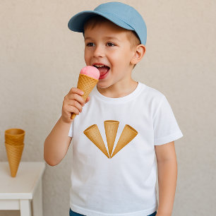 Triple Waffle Ice Cream Cone Summer Dessert T-Shirt