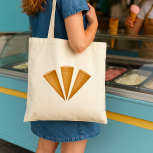Triple Waffle Ice Cream Cone Summer Dessert Tote Bag