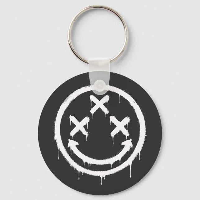 Triple X-Eyed Graffiti Smile Key Ring (Front)