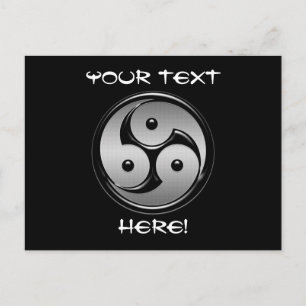 Triple Yin Yang - Metal & Glossy Black Postcard