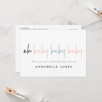 Triplet baby shower pink blue modern typography