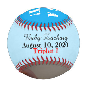 Triplet Boys Photo Birth Stats Blue Baseball