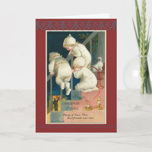 Triplet Christmas Card vintage Victorian