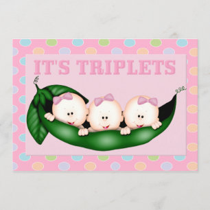 Triplet Girls Baby Shower Invitation