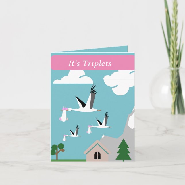 Triplet Girls Editable Card (Front)