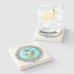Triplet Portholes Stone Coaster