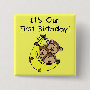 Triplets 1st - Two Boys, One Girl 15 Cm Square Badge