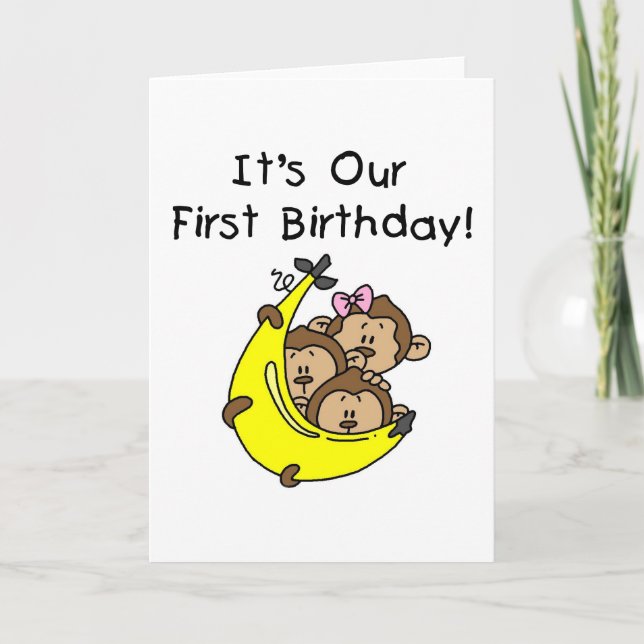 Triplets 1st - Two Boys, One Girl Card (Front)