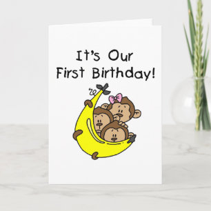 Triplets 1st - Two Boys, One Girl Card