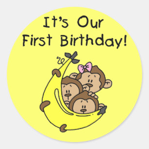 Triplets 1st - Two Boys, One Girl Classic Round Sticker