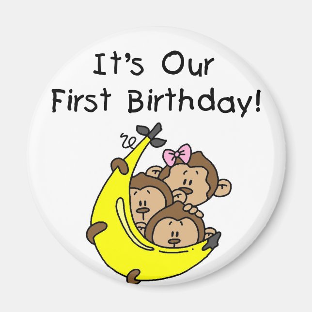 Triplets 1st - Two Boys, One Girl Magnet (Front)