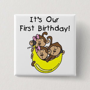 Triplets 1st - Two Girls One Boy Tshirts and Gifts 15 Cm Square Badge