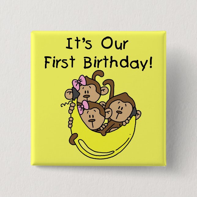 Triplets 1st - Two Girls One Boy Tshirts and Gifts 15 Cm Square Badge (Front)