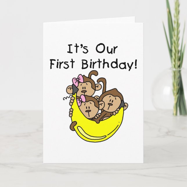 Triplets 1st - Two Girls One Boy Tshirts and Gifts Card (Front)