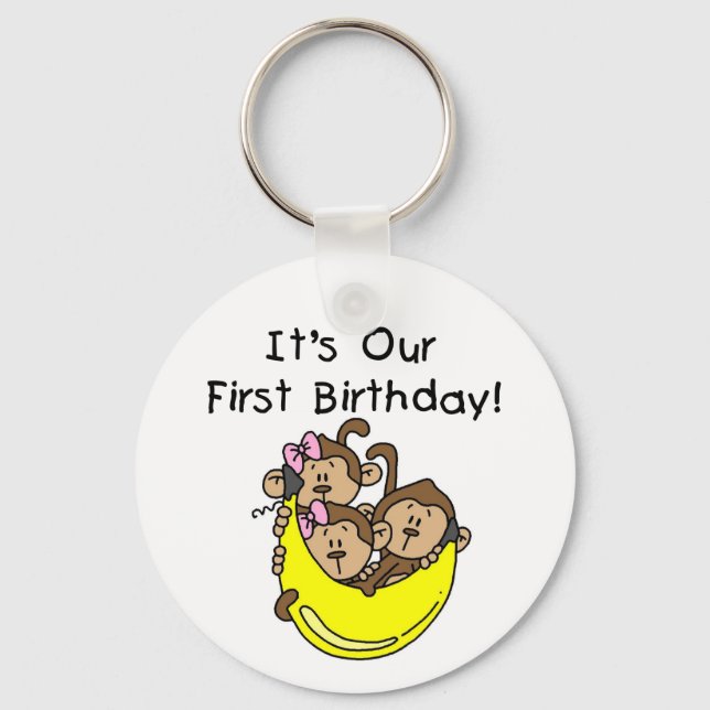 Triplets 1st - Two Girls One Boy Tshirts and Gifts Key Ring (Front)