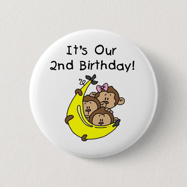 Triplets 2nd - Two Boys/ One Girl Tshirts 6 Cm Round Badge (Front)