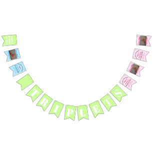 Triplets Baby Boy and Girl's Photos Bunting