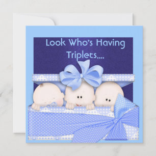 TRIPLETS BABY BOYS SHOWER  INVITATION