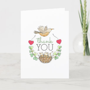 Triplets Baby Shower Bird Thank You Card