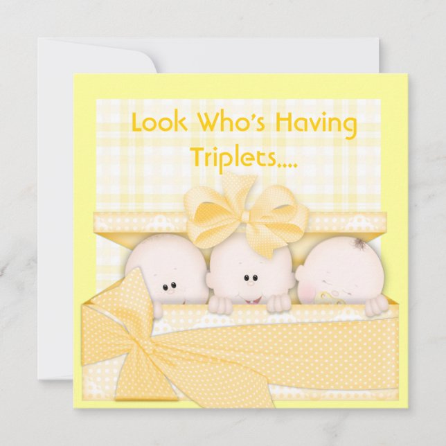 TRIPLETS BABY SHOWER  INVITATION for MULTIPLES (Front)