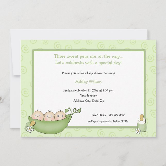 Triplets Baby Shower Invitations (Front)